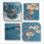 3 Piece Luxury Quilted Bedspread Set – Reversible Floral Patchwork Bedspread with Pillow Shams | Soft Microfibre Bed Throw for Double & King Size Beds