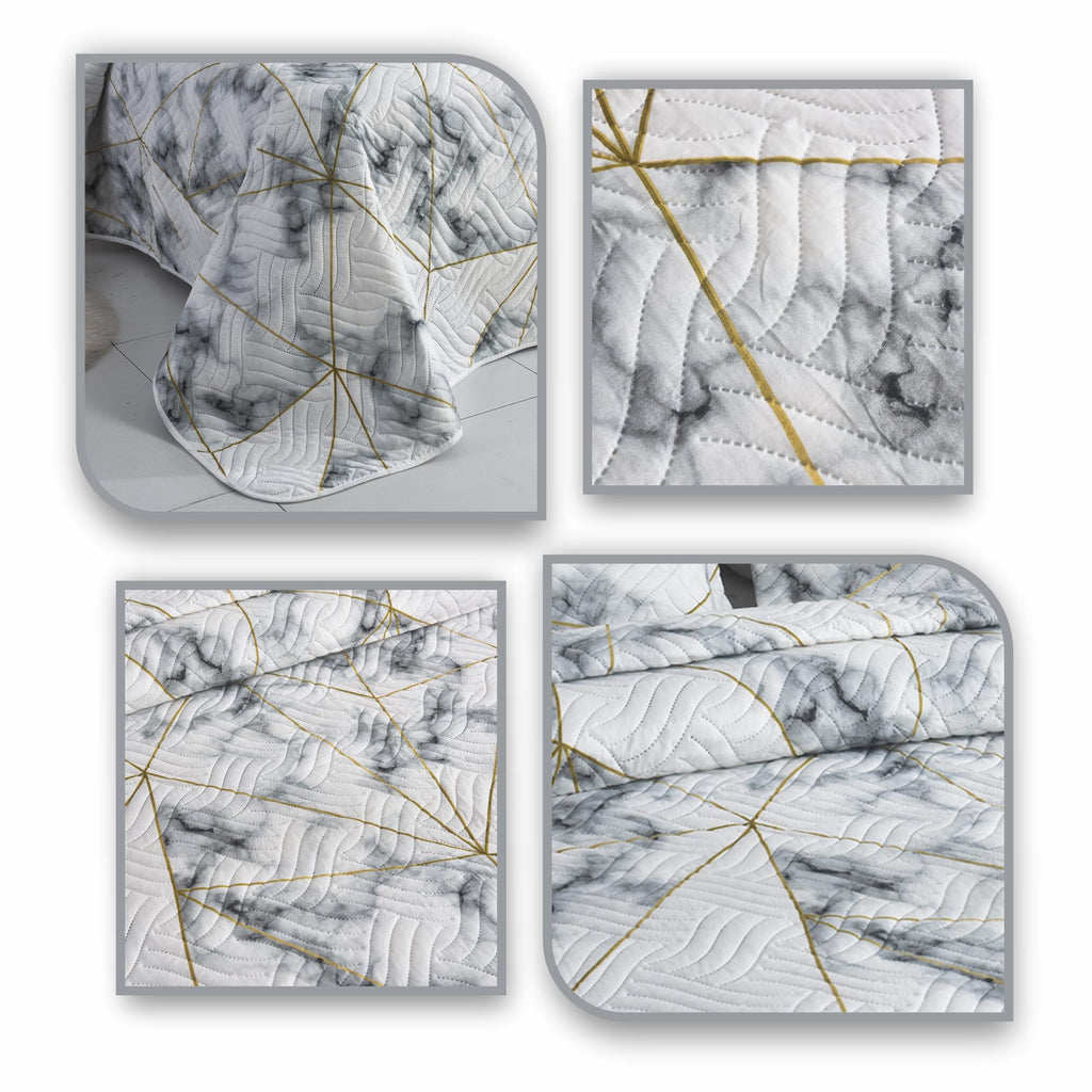 3 Piece Luxury Quilted Bedspread Set – Reversible Floral Patchwork Bedspread with Pillow Shams | Soft Microfibre Bed Throw for Double & King Size Beds
