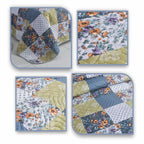 3 Piece Luxury Quilted Bedspread Set – Reversible Floral Patchwork Bedspread with Pillow Shams | Soft Microfibre Bed Throw for Double & King Size Beds