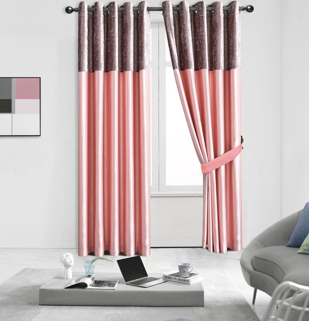 Silk Velvet Curtains Pair, Fully Lined Eyelet Curtains to Help Block Sunlight & Refresh Your Room
