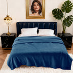 Hadi London Plain Fleece Throw Blanket – Super Soft Warm Lightweight Sofa & Bed Blanket