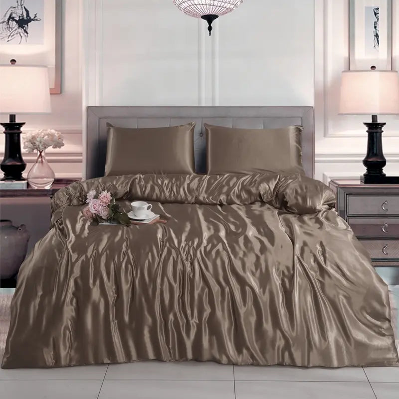 Hadi London 3 Piece Luxury Satin Duvet Cover Set – Silky Soft Bedding with Pillowcases | Single Double King