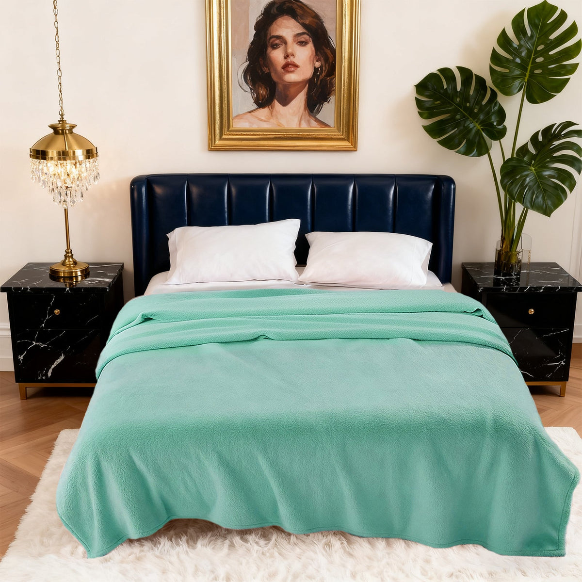 Hadi London Plain Fleece Throw Blanket – Super Soft Warm Lightweight Sofa & Bed Blanket
