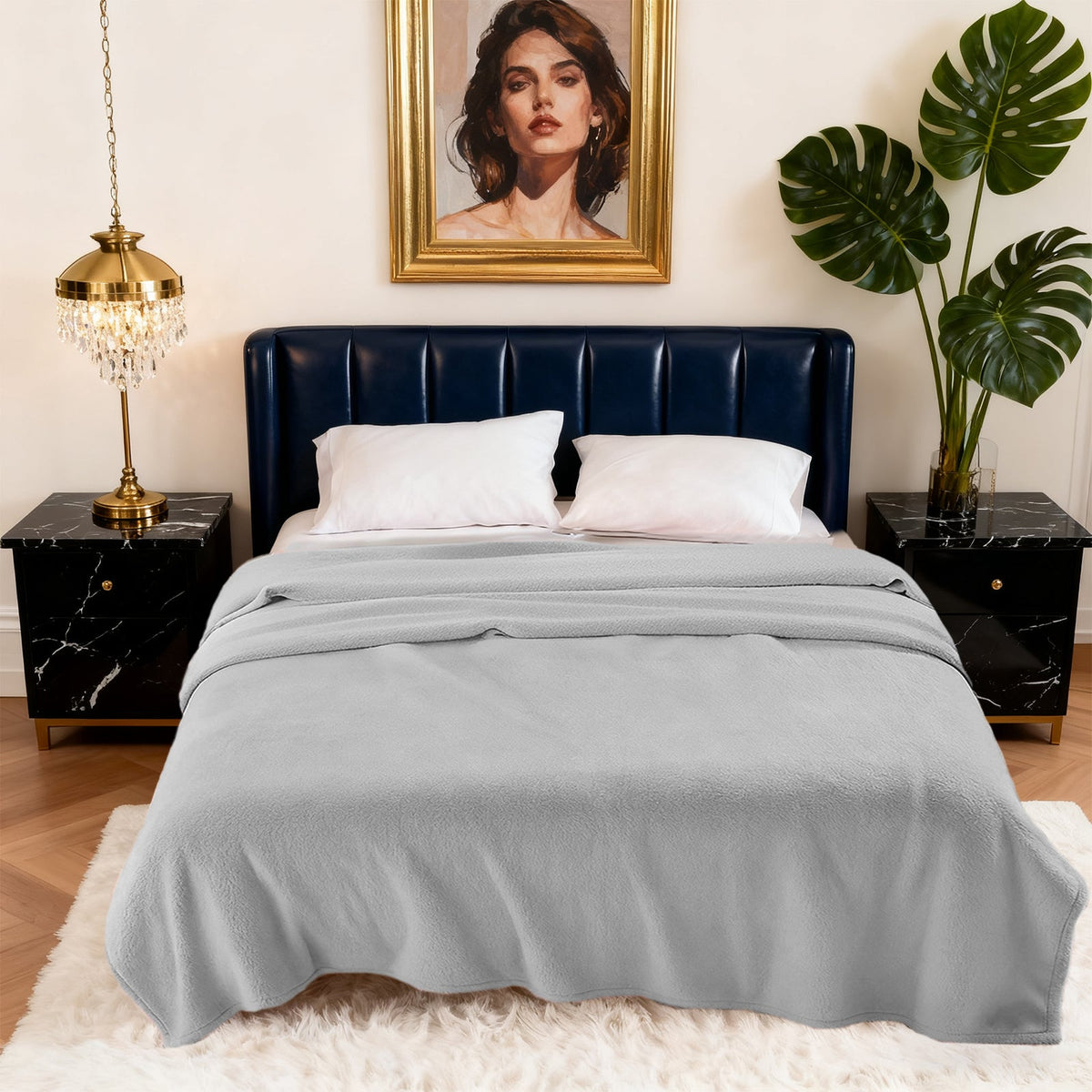 Hadi London Plain Fleece Throw Blanket – Super Soft Warm Lightweight Sofa & Bed Blanket