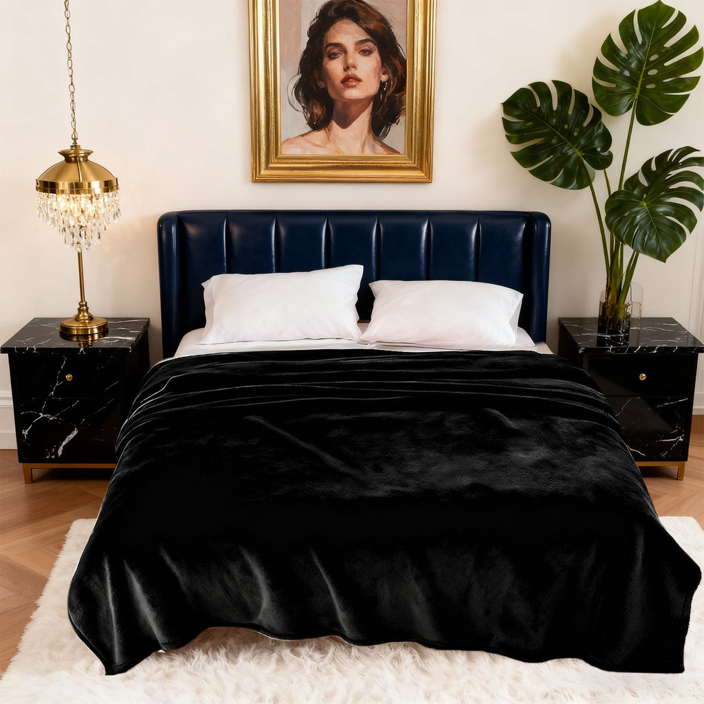 Hadi London Plain Fleece Throw Blanket – Super Soft Warm Lightweight Sofa & Bed Blanket