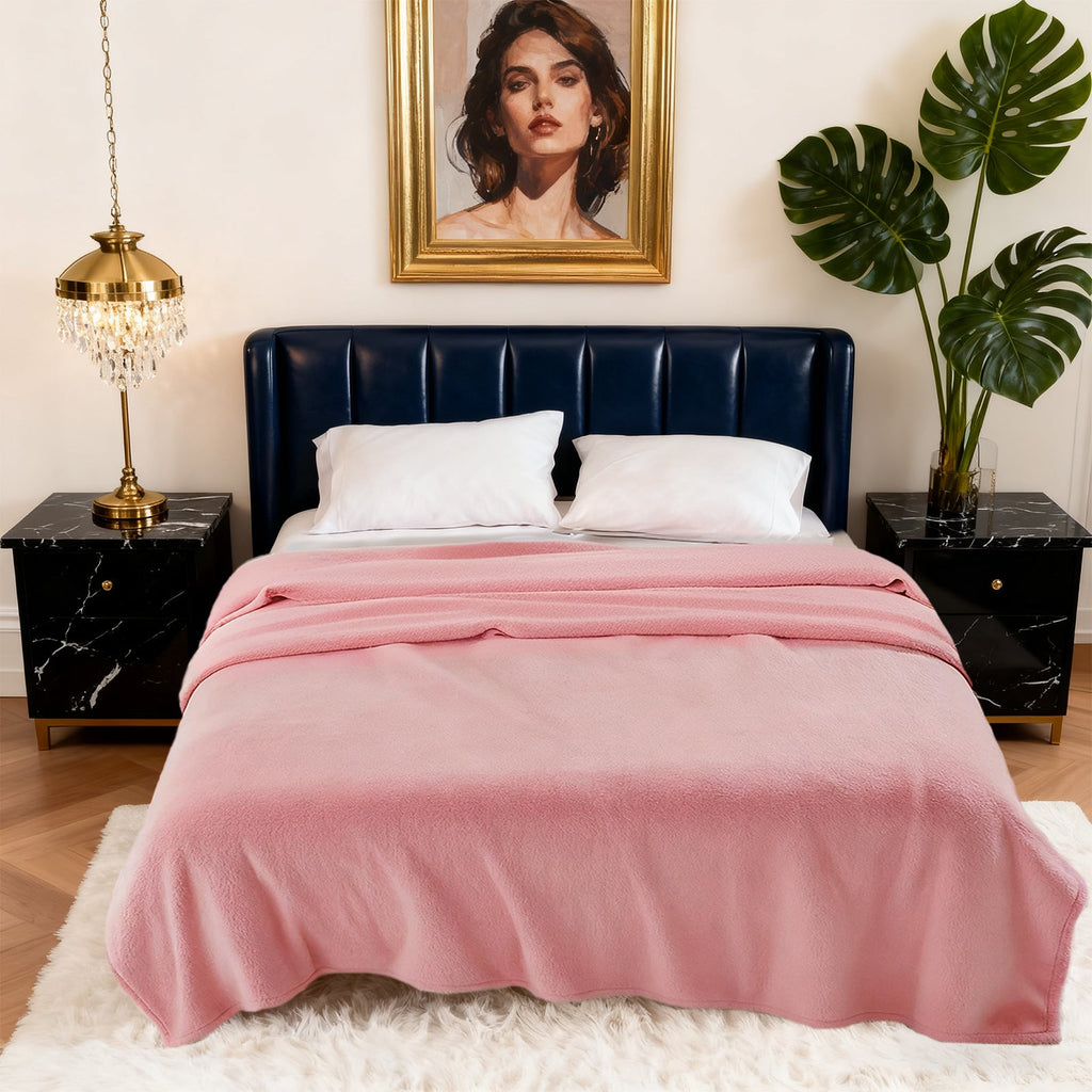 Hadi London Plain Fleece Throw Blanket – Super Soft Warm Lightweight Sofa & Bed Blanket