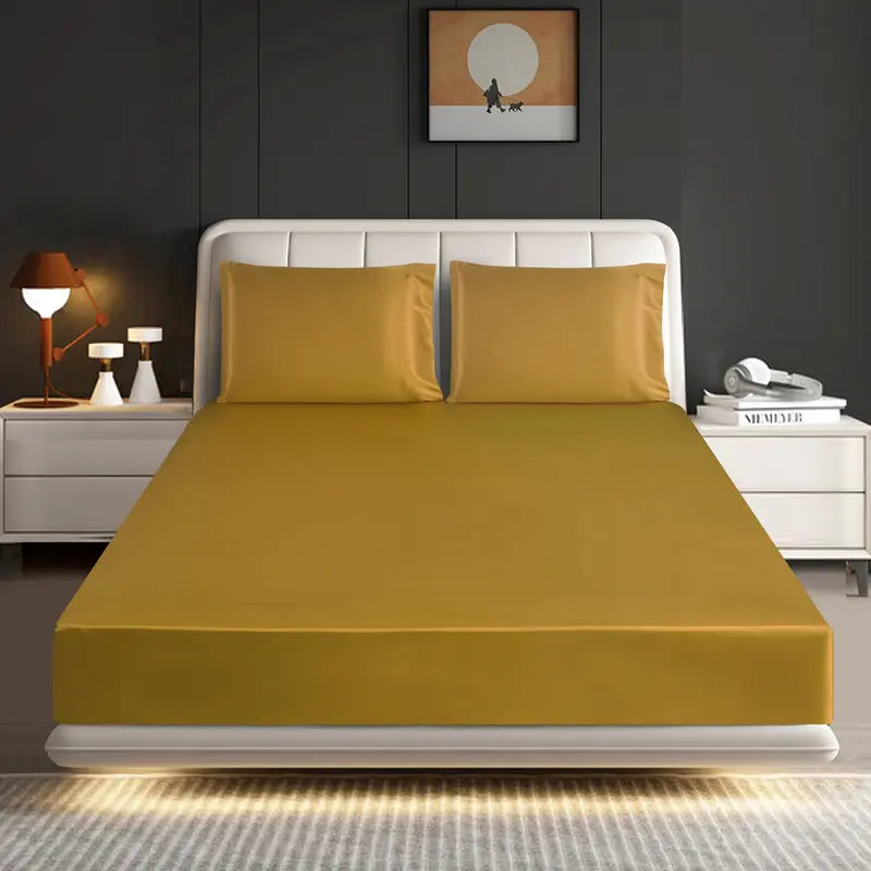 Hadi London Luxury Satin Fitted Sheet Set – 40cm Extra Deep Bed Sheet with Pillowcases | Single Double King