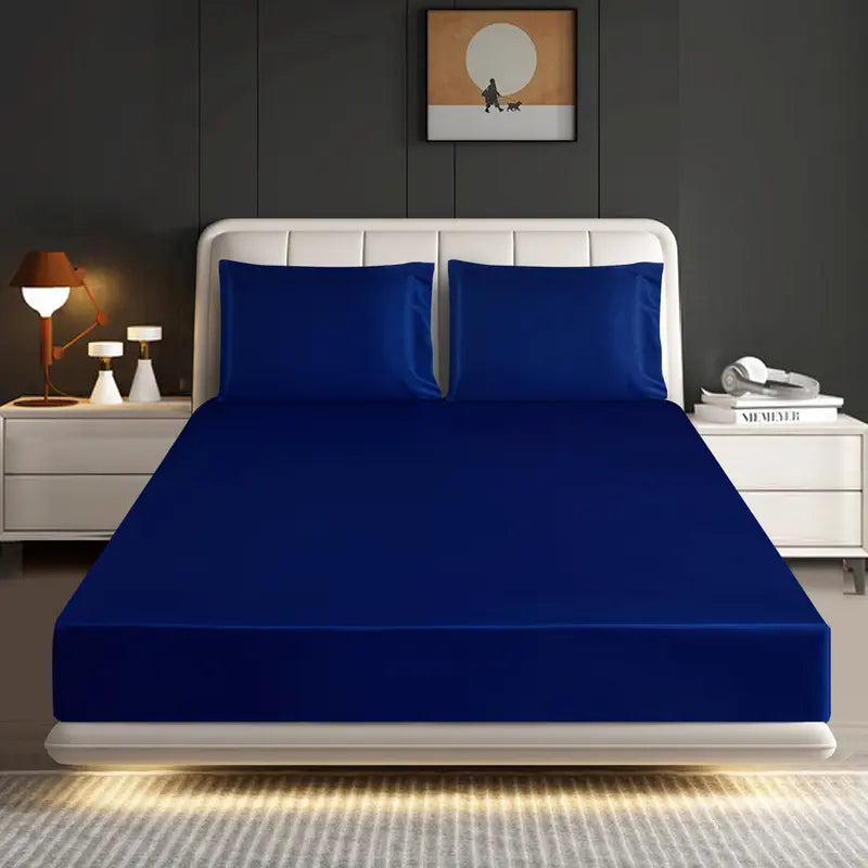 Hadi London Luxury Satin Fitted Sheet Set – 40cm Extra Deep Bed Sheet with Pillowcases | Single Double King