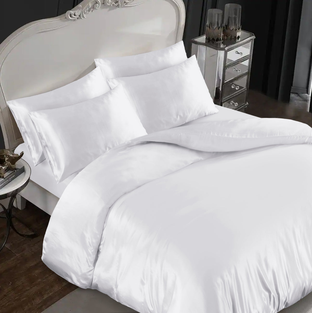 Hadi London Luxury 10 Piece Satin Bedding Set – Silky Duvet Cover, Sheet, Pillowcases & Beauty Sleep Accessories