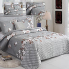 3 Piece Luxury Quilted Bedspread Set – Reversible Floral Patchwork Bedspread with Pillow Shams | Soft Microfibre Bed Throw for Double & King Size Beds