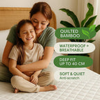 HADI LONDON Quilted Bamboo Waterproof Mattress Protector – 40cm Deep Fitted, Breathable & Silent | Single Double King Super King