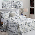 3 Piece Luxury Quilted Bedspread Set – Reversible Floral Patchwork Bedspread with Pillow Shams | Soft Microfibre Bed Throw for Double & King Size Beds