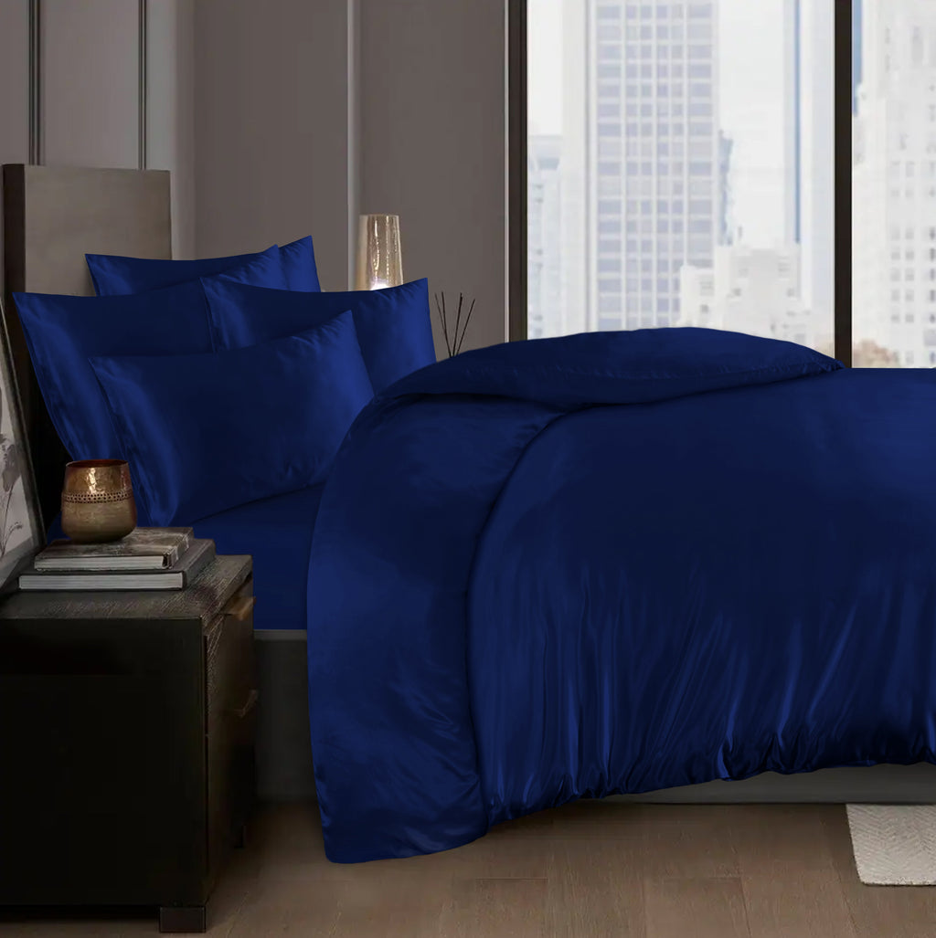 Hadi London Luxury 10 Piece Satin Bedding Set – Silky Duvet Cover, Sheet, Pillowcases & Beauty Sleep Accessories