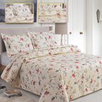 3 Piece Luxury Quilted Bedspread Set – Reversible Floral Patchwork Bedspread with Pillow Shams | Soft Microfibre Bed Throw for Double & King Size Beds