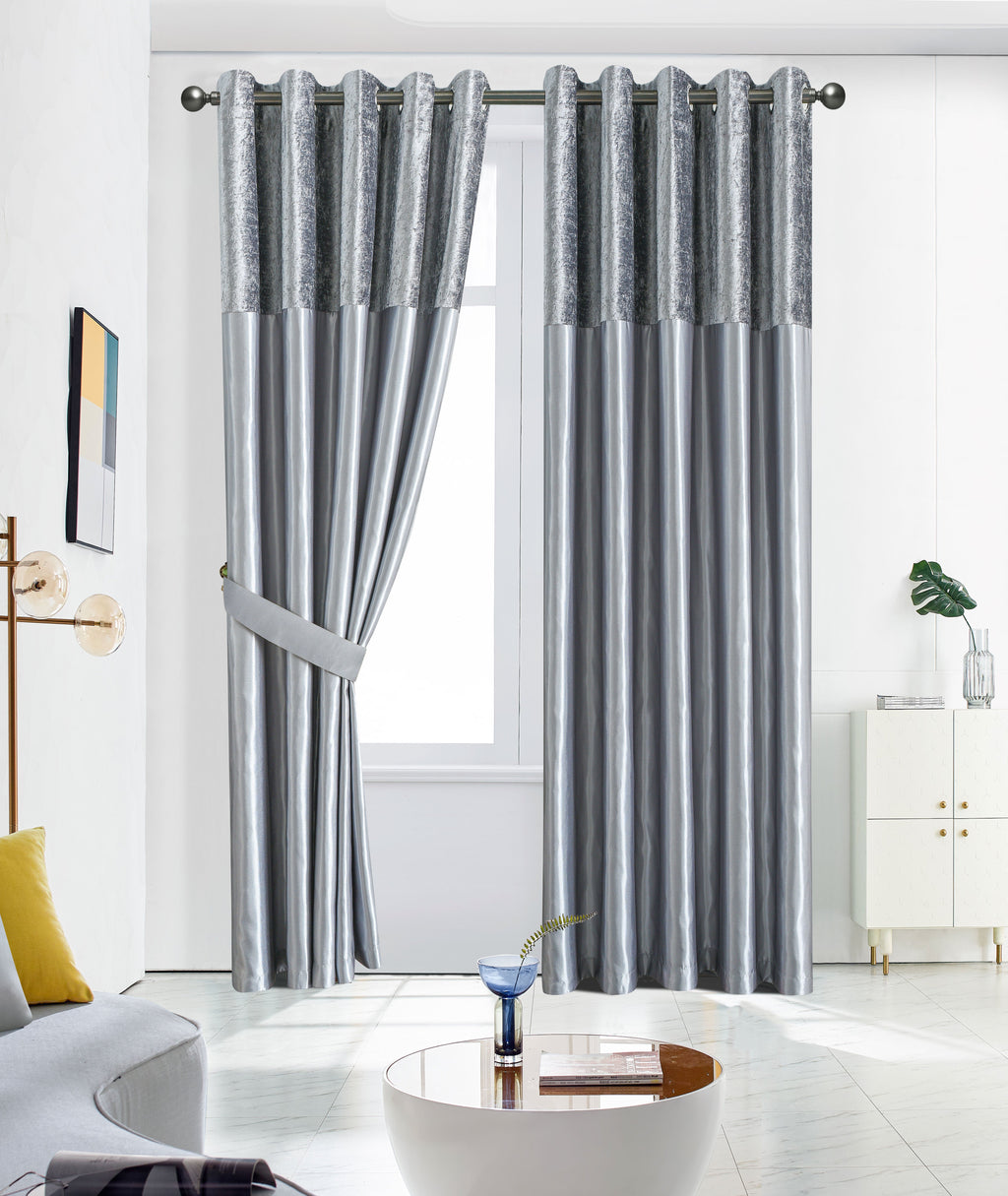 Silk Velvet Curtains Pair, Fully Lined Eyelet Curtains to Help Block Sunlight & Refresh Your Room