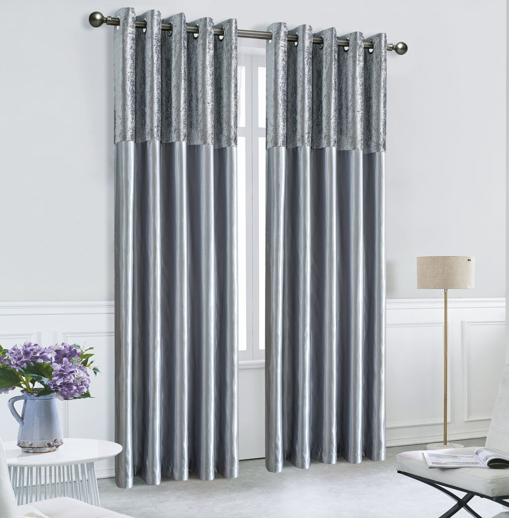 Silk Velvet Curtains Pair, Fully Lined Eyelet Curtains to Help Block Sunlight & Refresh Your Room