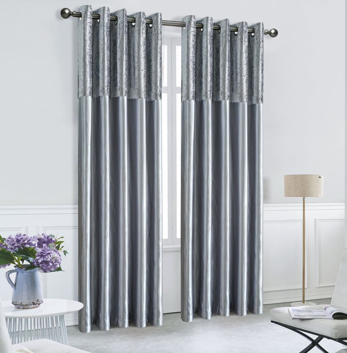 Silk Velvet Curtains Pair, Fully Lined Eyelet Curtains to Help Block Sunlight & Refresh Your Room