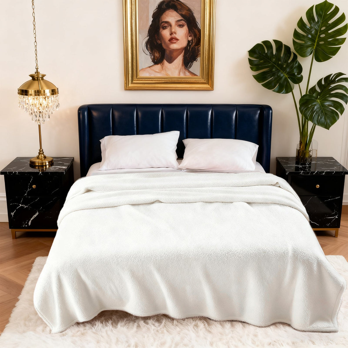 Hadi London Plain Fleece Throw Blanket – Super Soft Warm Lightweight Sofa & Bed Blanket