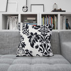 Hadi London Luxury Flock Cushion Cover 17x17" – Damask Decorative Sofa & Bed Pillow Cover