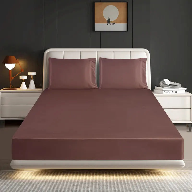 Hadi London Luxury Satin Fitted Sheet Set – 40cm Extra Deep Bed Sheet with Pillowcases | Single Double King