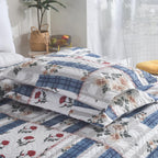 3 Piece Luxury Quilted Bedspread Set – Reversible Floral Patchwork Bedspread with Pillow Shams | Soft Microfibre Bed Throw for Double & King Size Beds