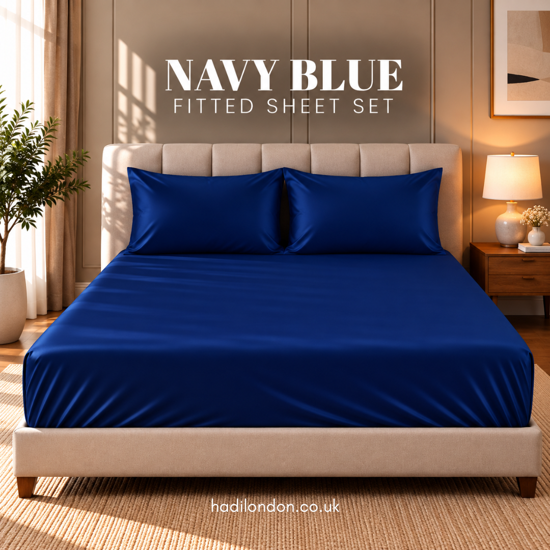 Hadi London Luxury Satin Fitted Sheet Set – 40cm Extra Deep Bed Sheet with Pillowcases | Single Double King