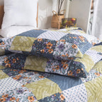 3 Piece Luxury Quilted Bedspread Set – Reversible Floral Patchwork Bedspread with Pillow Shams | Soft Microfibre Bed Throw for Double & King Size Beds