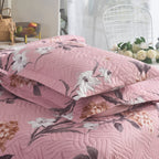 3 Piece Luxury Quilted Bedspread Set – Reversible Floral Patchwork Bedspread with Pillow Shams | Soft Microfibre Bed Throw for Double & King Size Beds