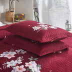 3 Piece Luxury Quilted Bedspread Set – Reversible Floral Patchwork Bedspread with Pillow Shams | Soft Microfibre Bed Throw for Double & King Size Beds