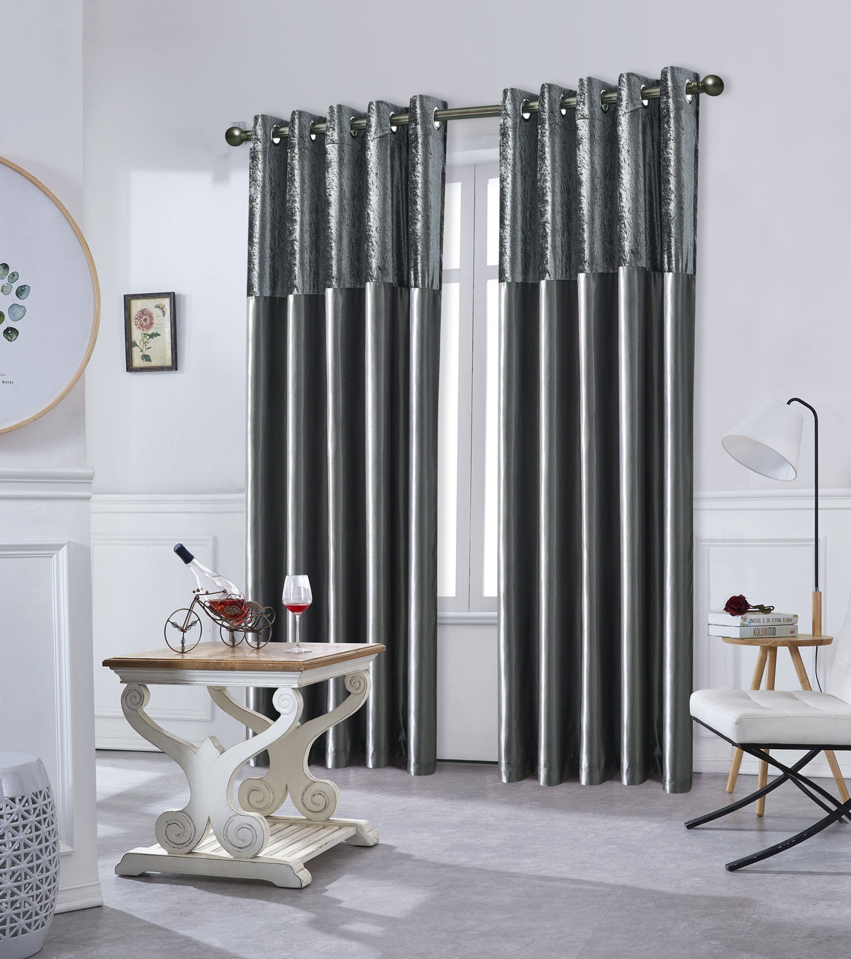 Silk Velvet Curtains Pair, Fully Lined Eyelet Curtains to Help Block Sunlight & Refresh Your Room