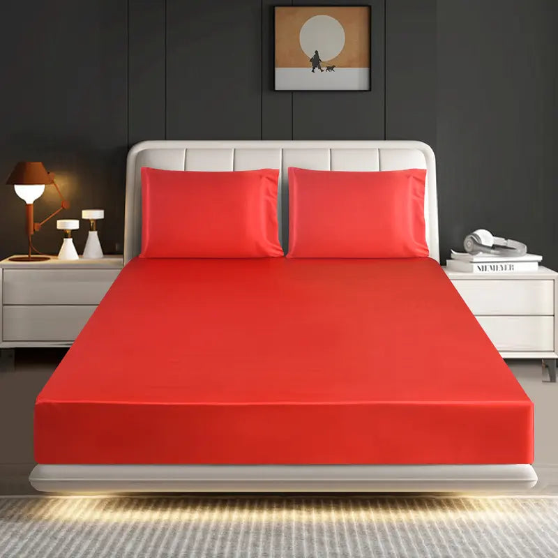 Hadi London Luxury Satin Fitted Sheet Set – 40cm Extra Deep Bed Sheet with Pillowcases | Single Double King