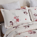3 Piece Luxury Quilted Bedspread Set – Reversible Floral Patchwork Bedspread with Pillow Shams | Soft Microfibre Bed Throw for Double & King Size Beds