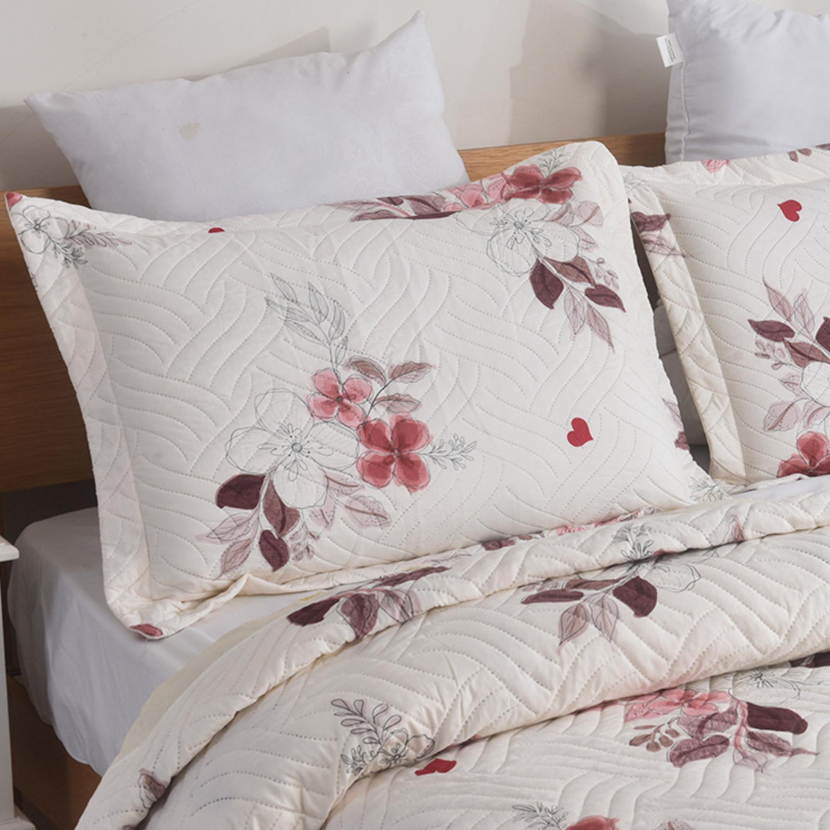 3 Piece Luxury Quilted Bedspread Set – Reversible Floral Patchwork Bedspread with Pillow Shams | Soft Microfibre Bed Throw for Double & King Size Beds