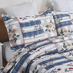 3 Piece Luxury Quilted Bedspread Set – Reversible Floral Patchwork Bedspread with Pillow Shams | Soft Microfibre Bed Throw for Double & King Size Beds