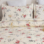3 Piece Luxury Quilted Bedspread Set – Reversible Floral Patchwork Bedspread with Pillow Shams | Soft Microfibre Bed Throw for Double & King Size Beds