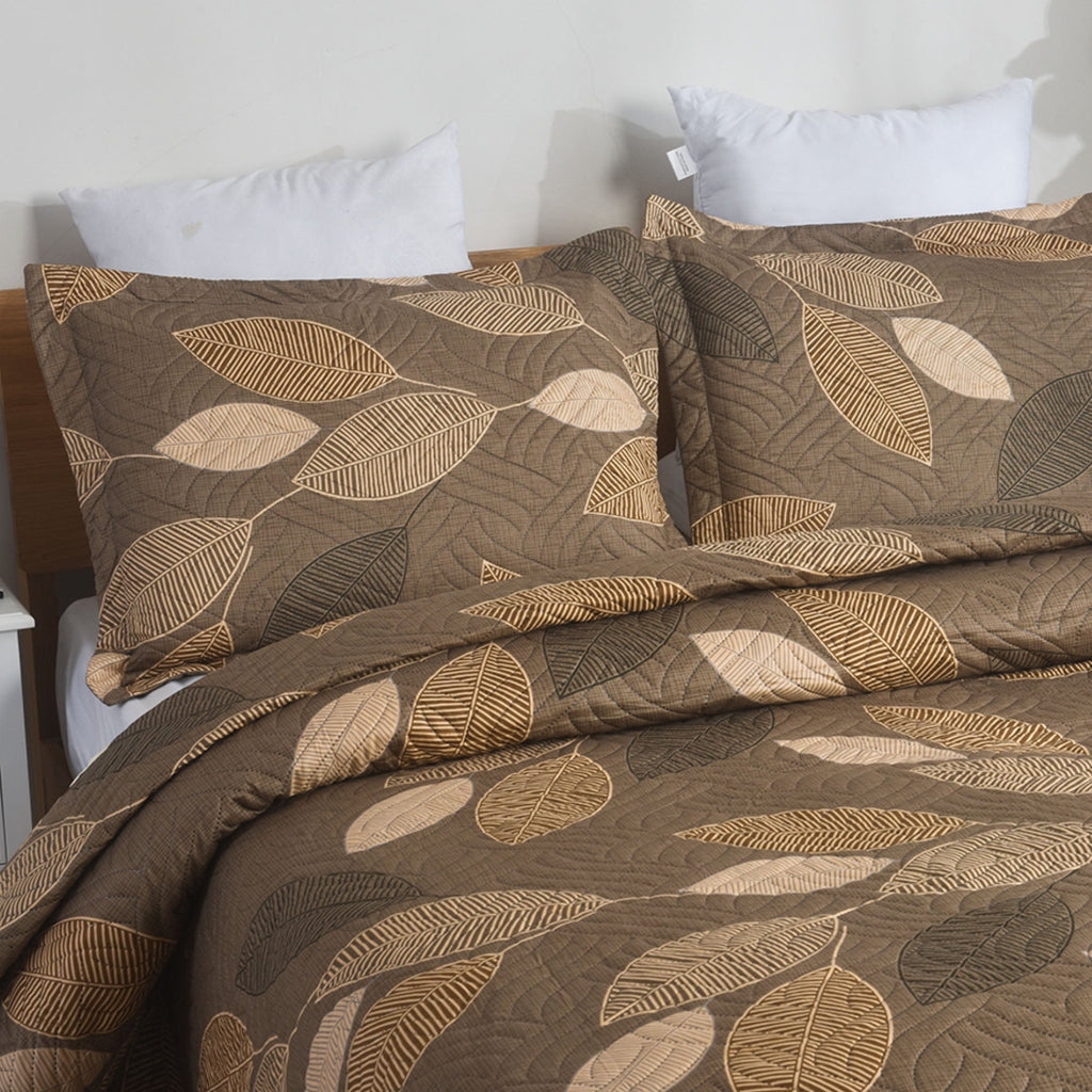 3 Piece Luxury Quilted Bedspread Set – Reversible Floral Patchwork Bedspread with Pillow Shams | Soft Microfibre Bed Throw for Double & King Size Beds
