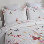 3 Piece Luxury Quilted Bedspread Set – Reversible Floral Patchwork Bedspread with Pillow Shams | Soft Microfibre Bed Throw for Double & King Size Beds