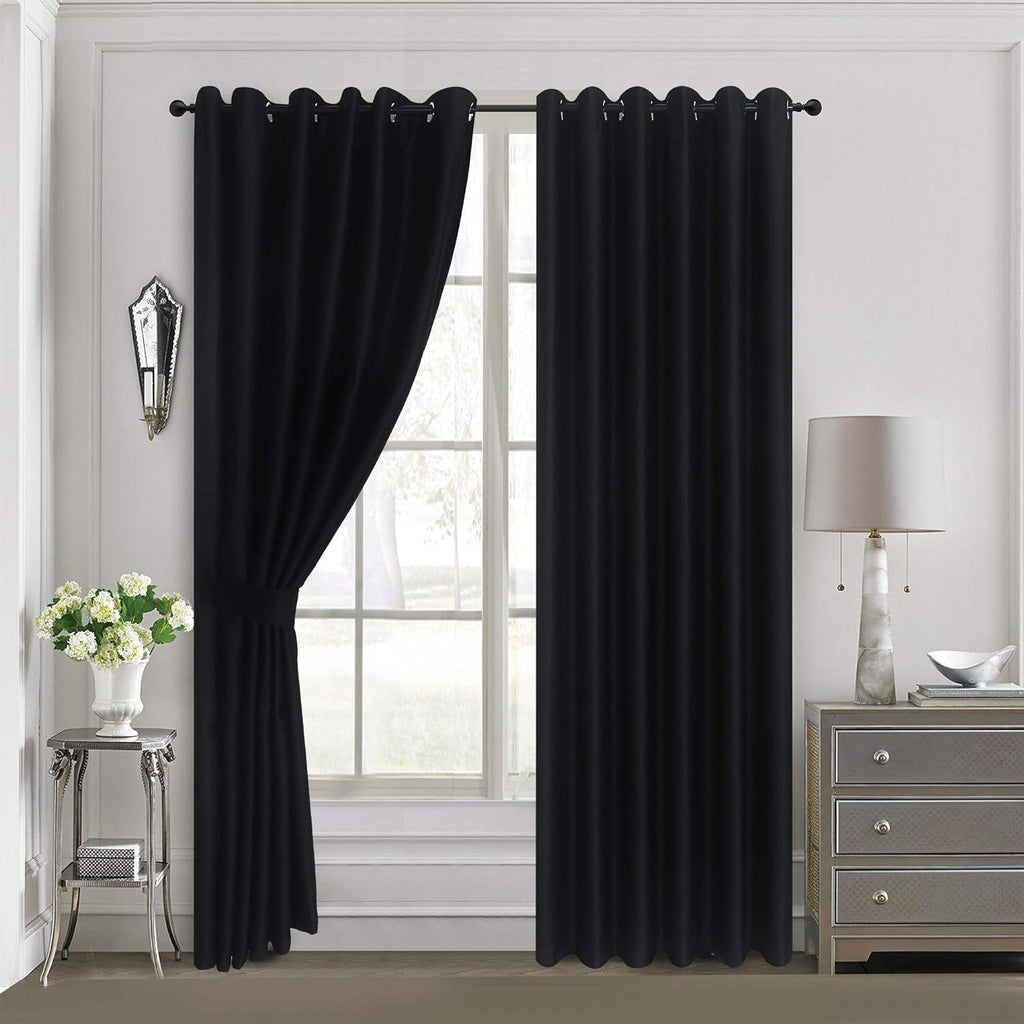 Blackout Curtains Pair, Thermal Insulated Eyelet Curtains for Bedroom & Living Room