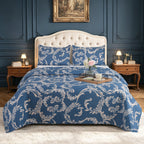 3 Piece Luxury Quilted Bedspread Set – Reversible Floral Patchwork Bedspread with Pillow Shams | Soft Microfibre Bed Throw for Double & King Size Beds