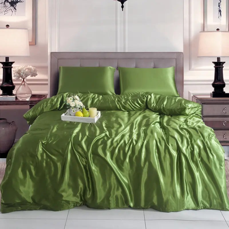 Hadi London 3 Piece Luxury Satin Duvet Cover Set – Silky Soft Bedding with Pillowcases | Single Double King