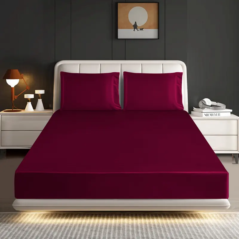 Hadi London Luxury Satin Fitted Sheet Set – 40cm Extra Deep Bed Sheet with Pillowcases | Single Double King