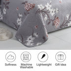 3 Piece Luxury Quilted Bedspread Set – Reversible Floral Patchwork Bedspread with Pillow Shams | Soft Microfibre Bed Throw for Double & King Size Beds