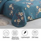 3 Piece Luxury Quilted Bedspread Set – Reversible Floral Patchwork Bedspread with Pillow Shams | Soft Microfibre Bed Throw for Double & King Size Beds