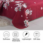 3 Piece Luxury Quilted Bedspread Set – Reversible Floral Patchwork Bedspread with Pillow Shams | Soft Microfibre Bed Throw for Double & King Size Beds