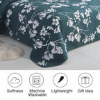 3 Piece Luxury Quilted Bedspread Set – Reversible Floral Patchwork Bedspread with Pillow Shams | Soft Microfibre Bed Throw for Double & King Size Beds