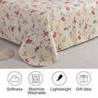 3 Piece Luxury Quilted Bedspread Set – Reversible Floral Patchwork Bedspread with Pillow Shams | Soft Microfibre Bed Throw for Double & King Size Beds