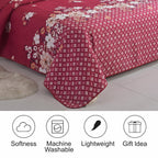 3 Piece Luxury Quilted Bedspread Set – Reversible Floral Patchwork Bedspread with Pillow Shams | Soft Microfibre Bed Throw for Double & King Size Beds