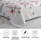 3 Piece Luxury Quilted Bedspread Set – Reversible Floral Patchwork Bedspread with Pillow Shams | Soft Microfibre Bed Throw for Double & King Size Beds