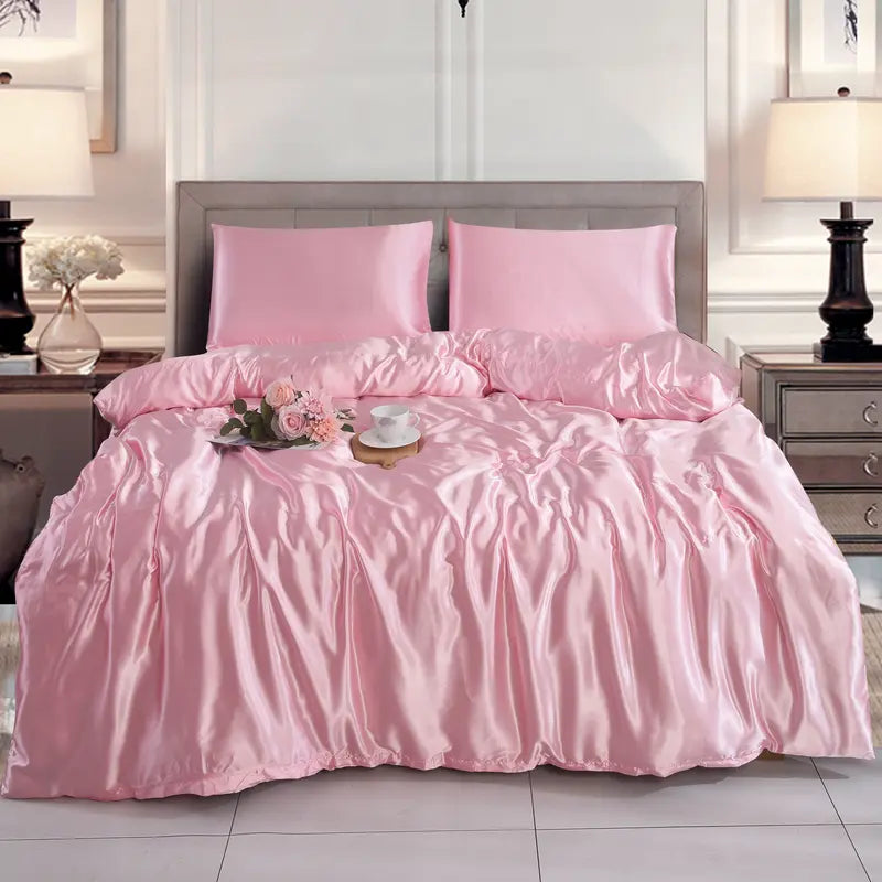 Hadi London 3 Piece Luxury Satin Duvet Cover Set – Silky Soft Bedding with Pillowcases | Single Double King