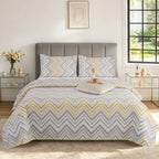 3 Piece Luxury Quilted Bedspread Set – Reversible Floral Patchwork Bedspread with Pillow Shams | Soft Microfibre Bed Throw for Double & King Size Beds